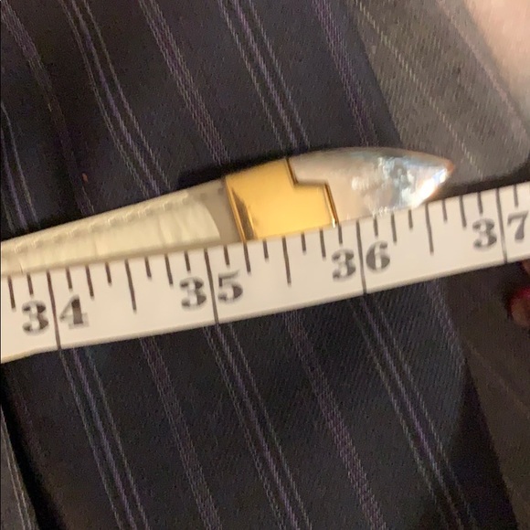 Cream leather belt gold/silver hardware size M - Picture 8 of 9